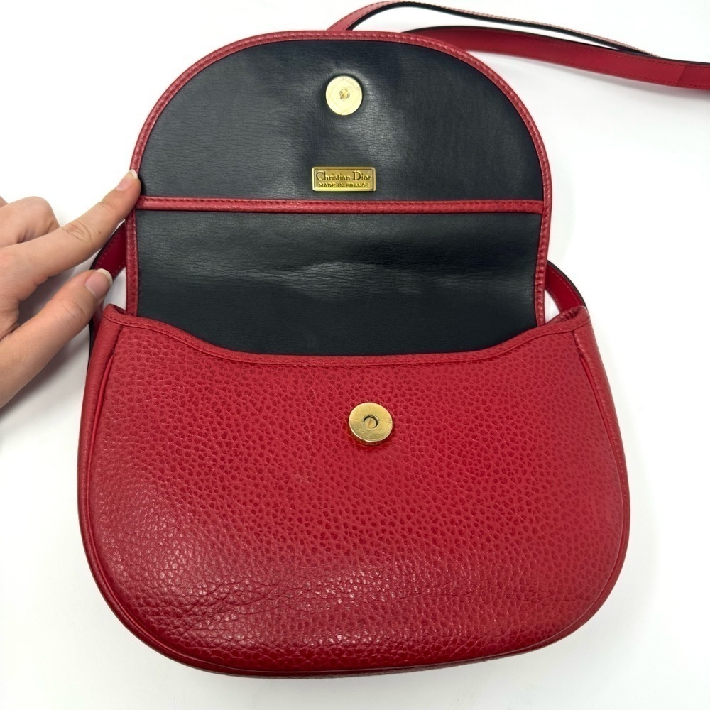 Christian Dior Vintage Bobby Saddle Red Leather Crossbody Shoulder Bag - Picture 10 of 13